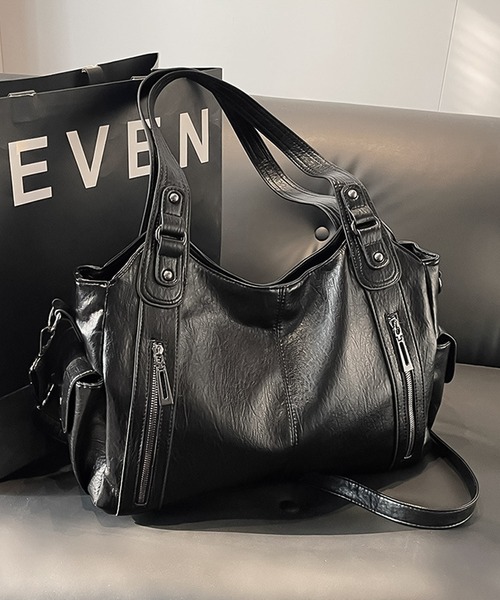 LAYERED(SBG)(レイヤード)の「LAYERED ファスナー PU ショルダーバッグ Y2K(ショルダーバッグ・レディース・ブラウン/チョコ/ブラック/ダークブラウン・FREE)」の13枚目の写真