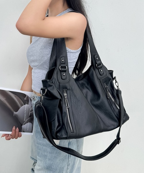 LAYERED(SBG)(レイヤード)の「LAYERED ファスナー PU ショルダーバッグ Y2K(ショルダーバッグ・レディース・ブラウン/チョコ/ブラック/ダークブラウン・FREE)」の5枚目の写真