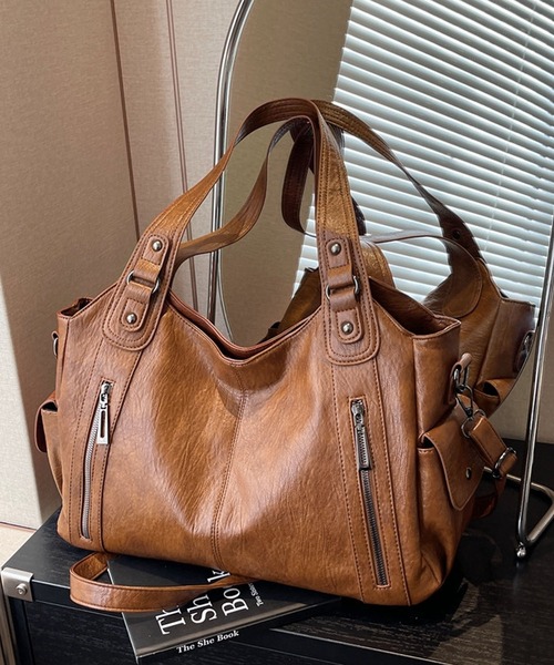 LAYERED(SBG)(レイヤード)の「LAYERED ファスナー PU ショルダーバッグ Y2K(ショルダーバッグ・レディース・ブラウン/チョコ/ブラック/ダークブラウン・FREE)」の8枚目の写真
