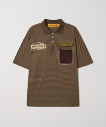 GARMENTS FAB（ガーメンツファブ）の「Blanket Stitch Stripe Polo Tee (BROWN)（ポロシャツ）」