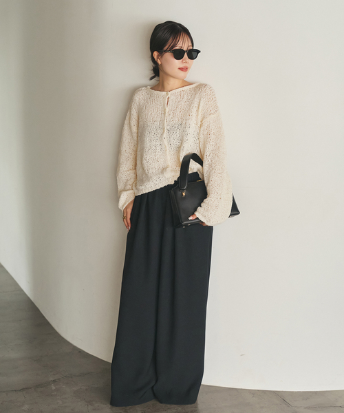 plage（プラージュ）の「《一部店舗・WEB限定追加》Fringe yarn カーディガン 3（カーディガン/ボレロ・レディース・アイボリー/ブラック・FREE）」の4枚目の写真