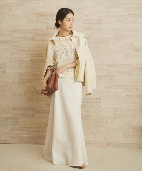 plage（プラージュ）の「《一部店舗・WEB限定追加》Fringe yarn カーディガン 3（カーディガン/ボレロ・レディース・アイボリー/ブラック・FREE）」の6枚目の写真