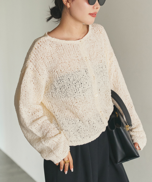 plage（プラージュ）の「《一部店舗・WEB限定追加》Fringe yarn カーディガン 3（カーディガン/ボレロ・レディース・アイボリー/ブラック・FREE）」の21枚目の写真