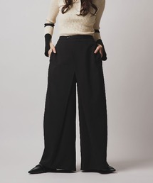 【W:Huku / ソフトタッチツイル】ラップ ワイドパンツ / Soft-Touch Twill Wrap Wide-Leg Pants