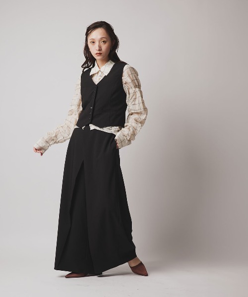 W:Huku(フーク)の「【W:Huku / ソフトタッチツイル】ラップ ワイドパンツ / Soft-Touch Twill Wrap Wide-Leg Pants(その他パンツ・レディース・ベージュ系その他/ブラック/ブラウン系その他/グレー系その他・FREE)」の8枚目の写真