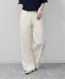WEB限定商品　コットンエアリーパンツ　とろみストレートイージーパンツ【インナーペチパンツ付き】　LINEN TOUCH DRAPE EASY PANTS