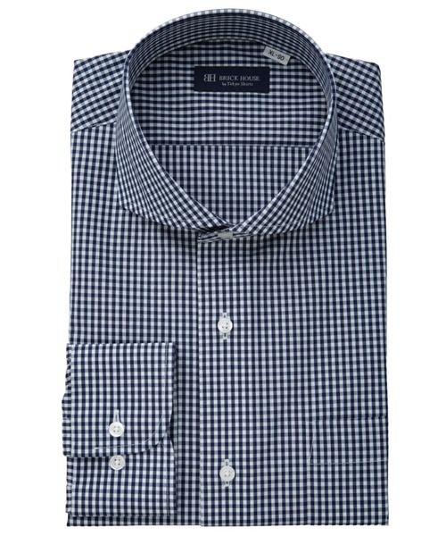 TOKYO SHIRTS(トウキョウシャツ)の「【吸水速乾】 形態安定ノンアイロン ホリゾンタルワイド 長袖ビジネスワイシャツ(大きいサイズ・長いサイズ)(ビジネスシャツ・メンズ・ネイビー・首回り45cm-裄丈90cm/首回り45cm-裄丈86cm/首回り45cm-裄丈82cm/首回り43cm-裄丈90cm/首回り39cm-裄丈88cm)」の1枚目の写真