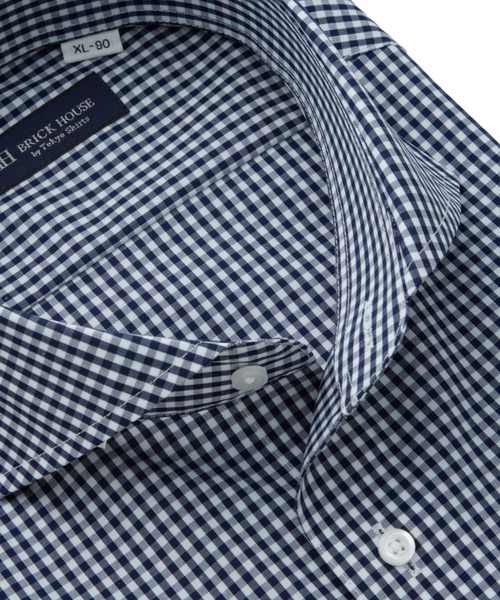 TOKYO SHIRTS(トウキョウシャツ)の「【吸水速乾】 形態安定ノンアイロン ホリゾンタルワイド 長袖ビジネスワイシャツ(大きいサイズ・長いサイズ)(ビジネスシャツ・メンズ・ネイビー・首回り45cm-裄丈90cm/首回り45cm-裄丈86cm/首回り45cm-裄丈82cm/首回り43cm-裄丈90cm/首回り39cm-裄丈88cm)」の2枚目の写真