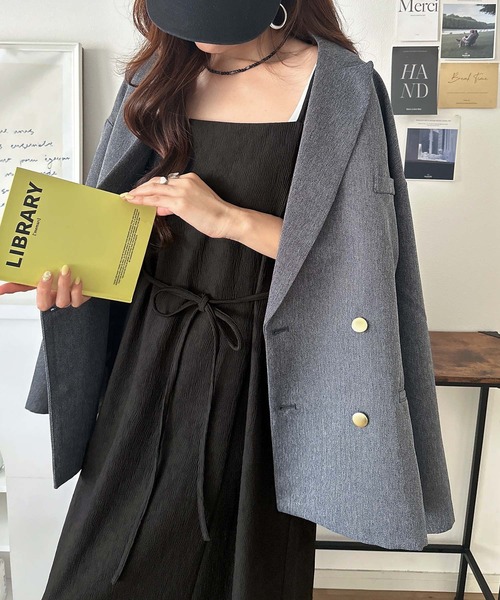 classicalelf(クラシカルエルフ)の「【吸水速乾・防シワ機能付き】凹凸感のあるジャガードで、シンプルコーデを格上げ♪ウェーブジャガードキャミワンピース(ロング丈)(ワンピース・レディース・グレイッシュベージュ/ブラウン/ブラック・SMALL/MEDIUM/LARGE/X-LARGE)」の8枚目の写真