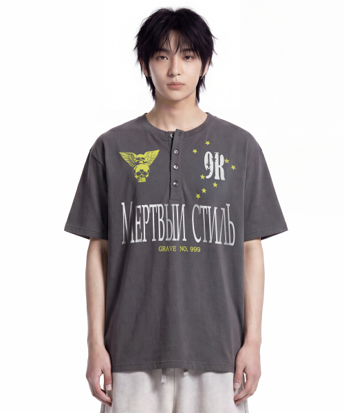 GRAVER（グレーバー）の「[ユニセックス]NO999 ヘンリーネック半袖Tシャツ_2カラー（Tシャツ/カットソー・レディース・チャコールグレー/ベージュ・M/L）」の10枚目の写真