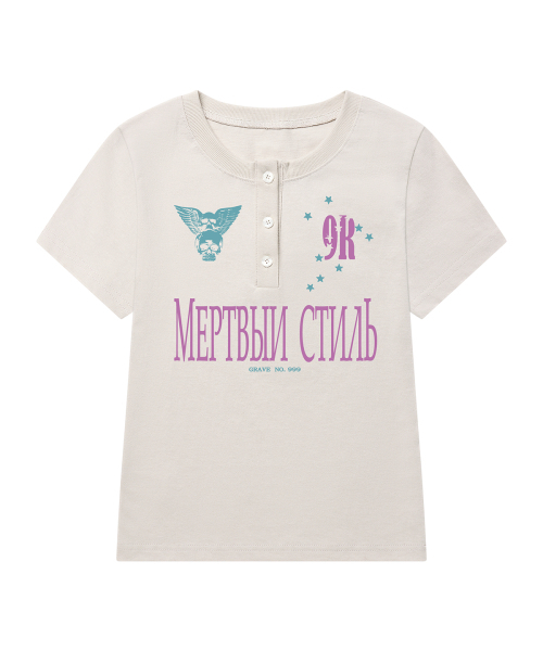 GRAVER（グレーバー）の「[ユニセックス]NO999 ヘンリーネック半袖Tシャツ_2カラー（Tシャツ/カットソー・レディース・チャコールグレー/ベージュ・M/L）」の13枚目の写真