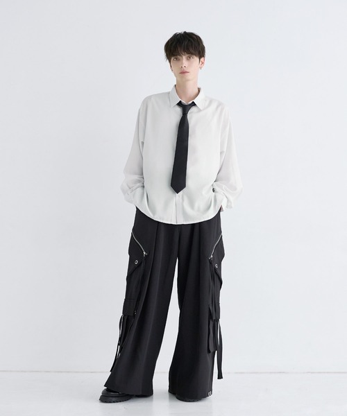 LILL(リル)の「ルースシルエットサイドスリットウールミックスレギュラーシャツ(シャツ/ブラウス・メンズ・サックスブルー/チャコール/ホワイト・L/M/S/XL)」の10枚目の写真