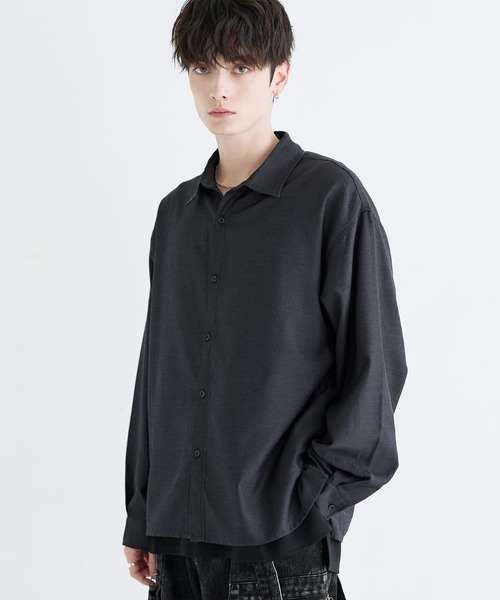 LILL(リル)の「ルースシルエットサイドスリットウールミックスレギュラーシャツ(シャツ/ブラウス・メンズ・サックスブルー/チャコール/ホワイト・L/M/S/XL)」の12枚目の写真