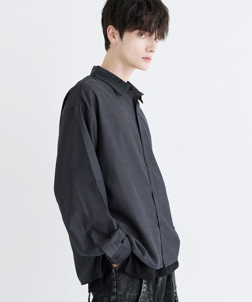 LILL(リル)の「ルースシルエットサイドスリットウールミックスレギュラーシャツ(シャツ/ブラウス・メンズ・サックスブルー/チャコール/ホワイト・L/M/S/XL)」の13枚目の写真