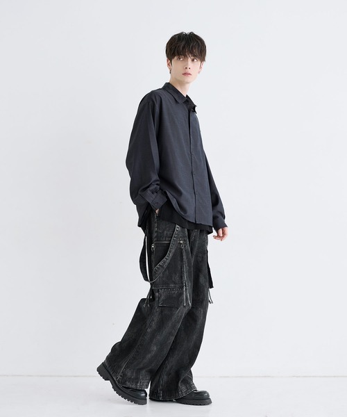 LILL(リル)の「ルースシルエットサイドスリットウールミックスレギュラーシャツ(シャツ/ブラウス・メンズ・サックスブルー/チャコール/ホワイト・L/M/S/XL)」の18枚目の写真