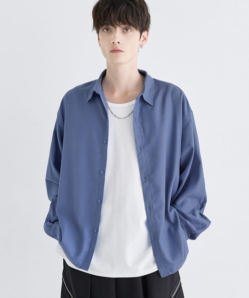 LILL(リル)の「ルースシルエットサイドスリットウールミックスレギュラーシャツ(シャツ/ブラウス・メンズ・サックスブルー/チャコール/ホワイト・L/M/S/XL)」の21枚目の写真