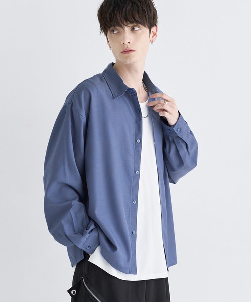 LILL(リル)の「ルースシルエットサイドスリットウールミックスレギュラーシャツ(シャツ/ブラウス・メンズ・サックスブルー/チャコール/ホワイト・L/M/S/XL)」の22枚目の写真