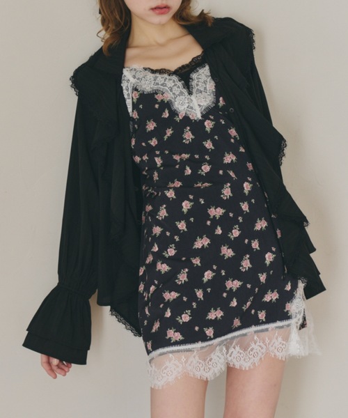 idem(イデム)の「sensual lingerie cami onepiece / レース付きランジェリーキャミワンピース(ワンピース・レディース・その他/イエロー/ダークブラウン/ブラック/アイボリー/ブラウン・FREE)」の3枚目の写真
