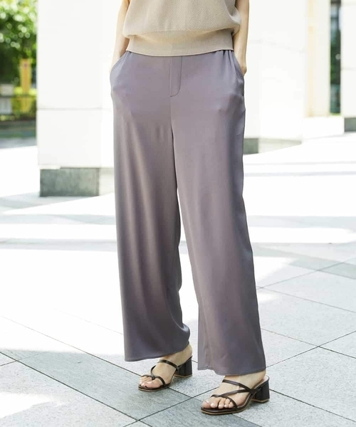 MICHEL KLEIN（ミッシェル・クラン）の「[セットアップ対応]サテンワイドパンツ（その他パンツ・レディース・ネイビー/モカ・40/38）」の7枚目の写真