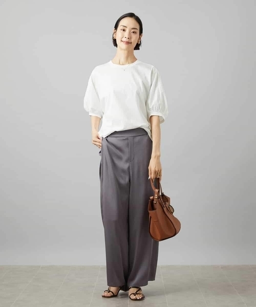 MICHEL KLEIN（ミッシェル・クラン）の「[セットアップ対応]サテンワイドパンツ（その他パンツ・レディース・ネイビー/モカ・40/38）」の19枚目の写真