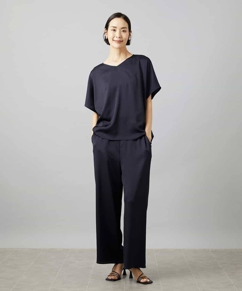 MICHEL KLEIN（ミッシェル・クラン）の「[セットアップ対応]サテンワイドパンツ（その他パンツ・レディース・ネイビー/モカ・40/38）」の22枚目の写真