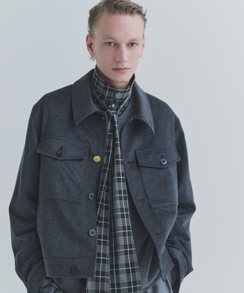 CULLNI(クルニ)の「Pure Cashmere Melton Minimal Jacket(ブルゾン・メンズ・グレー/ブラック・2/0)」の2枚目の写真