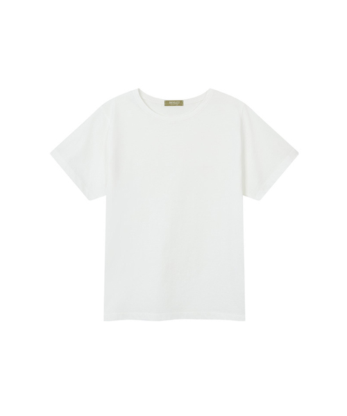 MORVE13(モルブ13)の「アセンティークシルケットTシャツ(チャコールブラウン)(Tシャツ/カットソー・レディース・ピンク/アイボリー/サンドベージュ/ブラック/ネイビー/ブラウン系その他・MEDIUM/SMALL)」の1枚目の写真