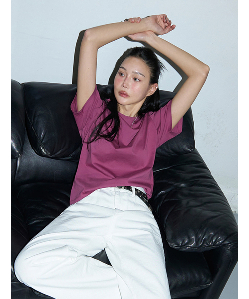 MORVE13(モルブ13)の「アセンティークシルケットTシャツ(チャコールブラウン)(Tシャツ/カットソー・レディース・ピンク/アイボリー/サンドベージュ/ブラック/ネイビー/ブラウン系その他・MEDIUM/SMALL)」の9枚目の写真