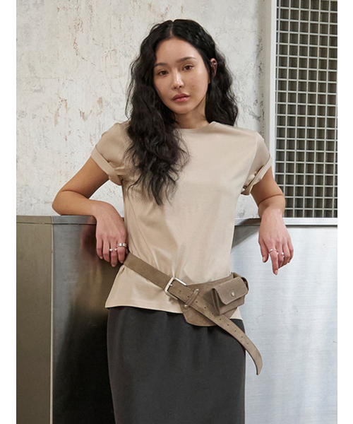 MORVE13(モルブ13)の「アセンティークシルケットTシャツ(チャコールブラウン)(Tシャツ/カットソー・レディース・ピンク/アイボリー/サンドベージュ/ブラック/ネイビー/ブラウン系その他・MEDIUM/SMALL)」の10枚目の写真