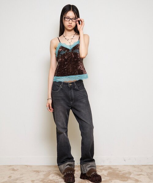 WHO'S WHO gallery(フーズフーギャラリー)の「【26AW LOOK掲載品番】ベロアレースキャミ(キャミソール・レディース・ブラック/ブラウン/ピンク・FREE)」の19枚目の写真
