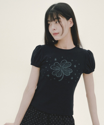 ポインテルクローバーパフTシャツブラックミント