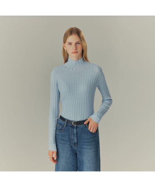 MIND BRIDGE WOMEN（マインドブリッジウーマン）の「[W][COUTURE]リブタートルネックニット - 2カラー（ニット/セーター・レディース・ブラック/スカイブルー・66/55）」の2枚目の写真