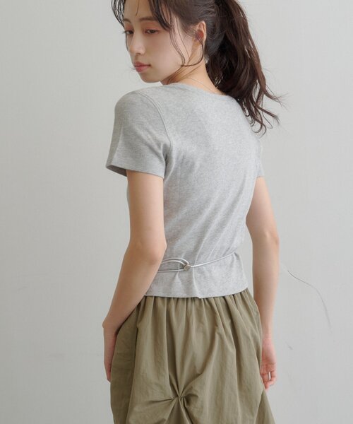 Kastane（カスタネ）の「【7.18(土)12:00発売/S.Mサイズ展開】ピクセルロゴTEE（Tシャツ/カットソー・レディース・ホワイト/ブラウン/イエロー/グレー・MEDIUM/SMALL）」の8枚目の写真