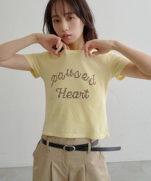 Kastane（カスタネ）の「【7.18(土)12:00発売/S.Mサイズ展開】ピクセルロゴTEE（Tシャツ/カットソー・レディース・ホワイト/ブラウン/イエロー/グレー・MEDIUM/SMALL）」の22枚目の写真