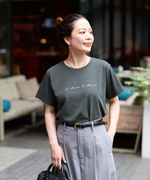 B.C STOCK（ベーセーストック）の「《追加5》ウォッシャブル / 接触冷感 / スムースワンポイントロゴTEE（Tシャツ/カットソー・レディース・ブラウン/ホワイト/ブラック系その他・FREE）」の8枚目の写真