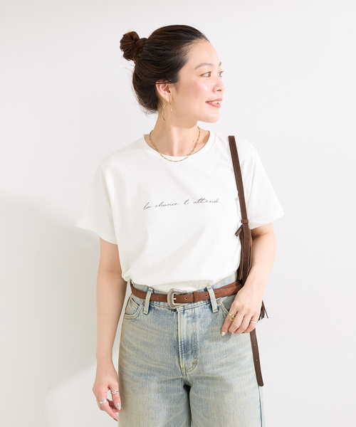 B.C STOCK（ベーセーストック）の「《追加5》ウォッシャブル / 接触冷感 / スムースワンポイントロゴTEE（Tシャツ/カットソー・レディース・ブラウン/ホワイト/ブラック系その他・FREE）」の22枚目の写真