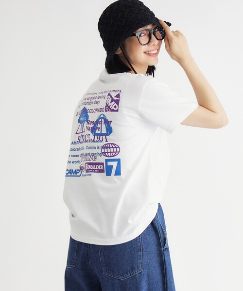 HONEYSUCKLE ROSE(ハニーサックルローズ)の「CAMP7(キャンプ7)プリントTシャツ(Tシャツ/カットソー・レディース・チャコールグレー/オフホワイト・04/05)」の1枚目の写真