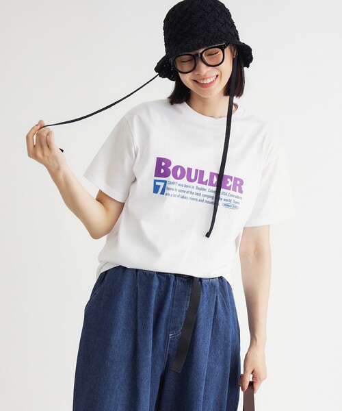 HONEYSUCKLE ROSE(ハニーサックルローズ)の「CAMP7(キャンプ7)プリントTシャツ(Tシャツ/カットソー・レディース・チャコールグレー/オフホワイト・04/05)」の3枚目の写真