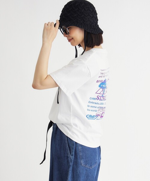 HONEYSUCKLE ROSE(ハニーサックルローズ)の「CAMP7(キャンプ7)プリントTシャツ(Tシャツ/カットソー・レディース・チャコールグレー/オフホワイト・04/05)」の4枚目の写真