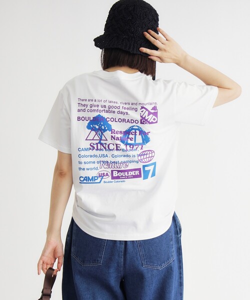 HONEYSUCKLE ROSE(ハニーサックルローズ)の「CAMP7(キャンプ7)プリントTシャツ(Tシャツ/カットソー・レディース・チャコールグレー/オフホワイト・04/05)」の5枚目の写真