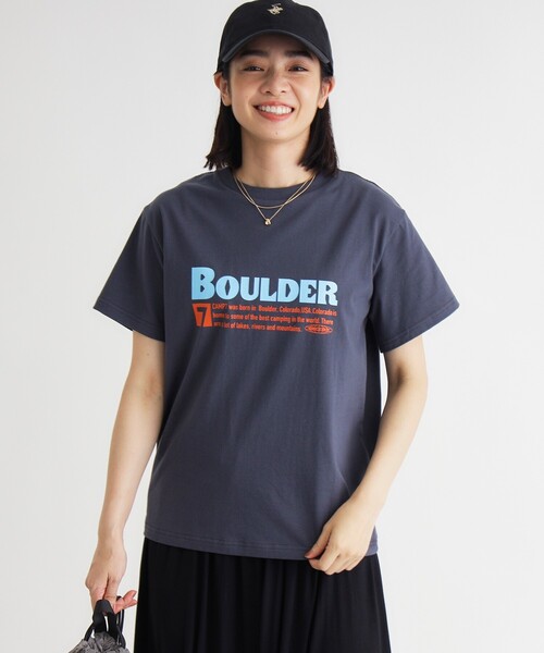 HONEYSUCKLE ROSE(ハニーサックルローズ)の「CAMP7(キャンプ7)プリントTシャツ(Tシャツ/カットソー・レディース・チャコールグレー/オフホワイト・04/05)」の8枚目の写真