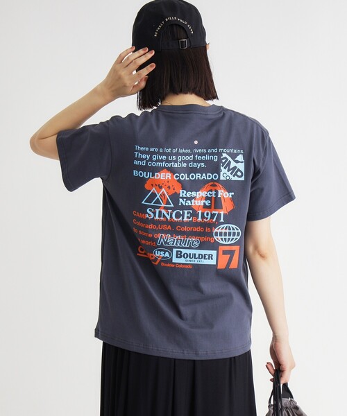 HONEYSUCKLE ROSE(ハニーサックルローズ)の「CAMP7(キャンプ7)プリントTシャツ(Tシャツ/カットソー・レディース・チャコールグレー/オフホワイト・04/05)」の10枚目の写真