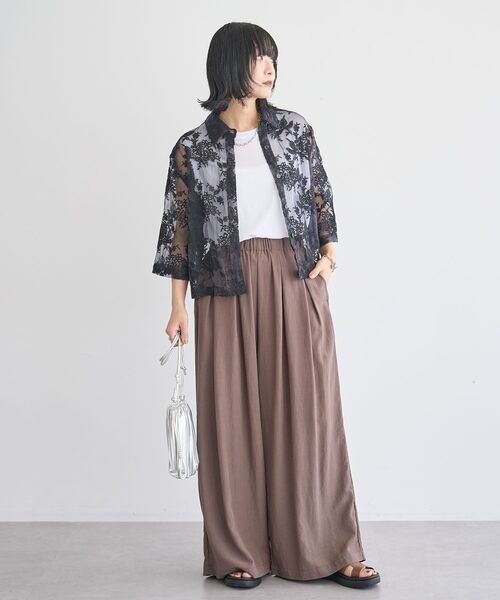 Green Parks(グリーンパークス)の「シアーノースリーブプルオーバー(Tシャツ/カットソー・レディース・ブルー/ブラウン/オフホワイト/ブラック・FREE)」の20枚目の写真