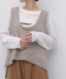 ∴深Uメランジスパンコールラメニットベスト