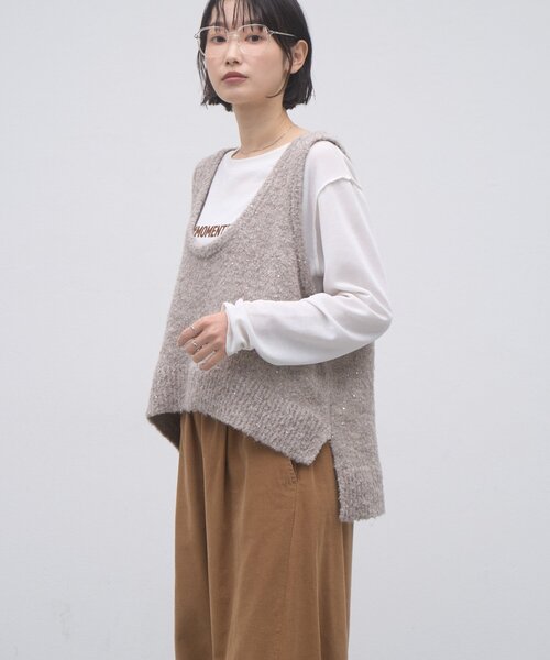 CIAOPANIC TYPY(チャオパニックティピー)の「∴深Uメランジスパンコールラメニットベスト(ベスト・レディース・ベージュ/ブラウン/グレー・ONE SIZE)」の16枚目の写真