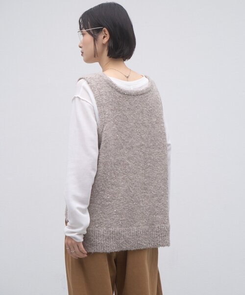 CIAOPANIC TYPY(チャオパニックティピー)の「∴深Uメランジスパンコールラメニットベスト(ベスト・レディース・ベージュ/ブラウン/グレー・ONE SIZE)」の18枚目の写真