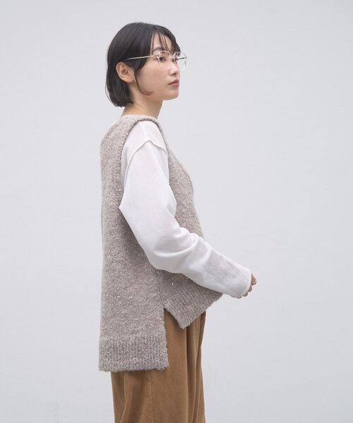 CIAOPANIC TYPY(チャオパニックティピー)の「∴深Uメランジスパンコールラメニットベスト(ベスト・レディース・ベージュ/ブラウン/グレー・ONE SIZE)」の19枚目の写真