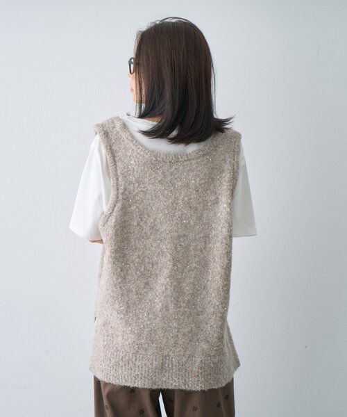 CIAOPANIC TYPY(チャオパニックティピー)の「∴深Uメランジスパンコールラメニットベスト(ベスト・レディース・ベージュ/ブラウン/グレー・ONE SIZE)」の15枚目の写真