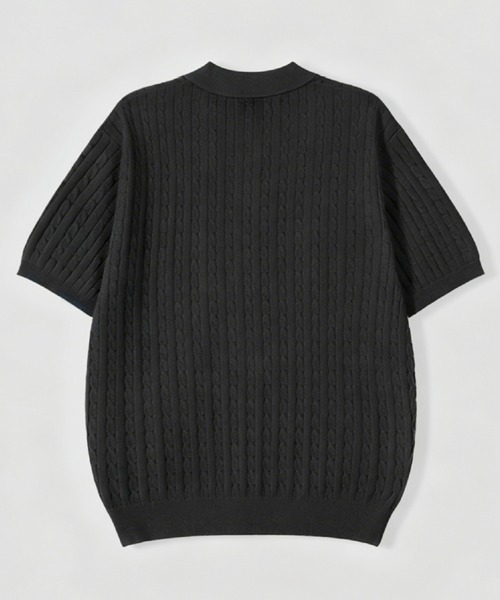 NOWLE(ノウル)の「【NOWLE】ケーブル編み ポロニット 半袖 ポロシャツ / リラックス サマーニット トップス(ポロシャツ・メンズ・ブラック/グレー・X-LARGE/LARGE/MEDIUM)」の18枚目の写真