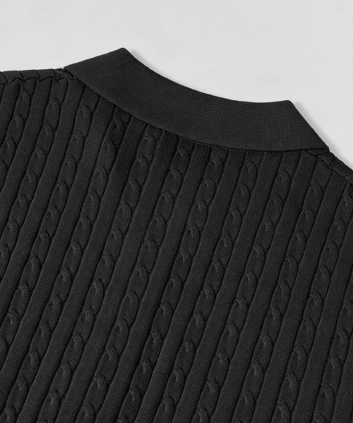 NOWLE(ノウル)の「【NOWLE】ケーブル編み ポロニット 半袖 ポロシャツ / リラックス サマーニット トップス(ポロシャツ・メンズ・ブラック/グレー・X-LARGE/LARGE/MEDIUM)」の21枚目の写真